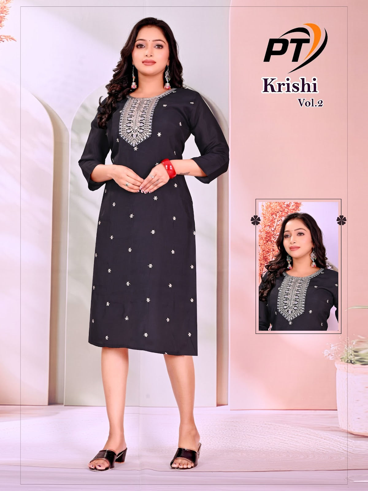 Krishi Vol 2 Pt Roman Silk Knee Length Kurtis Wholesale Price