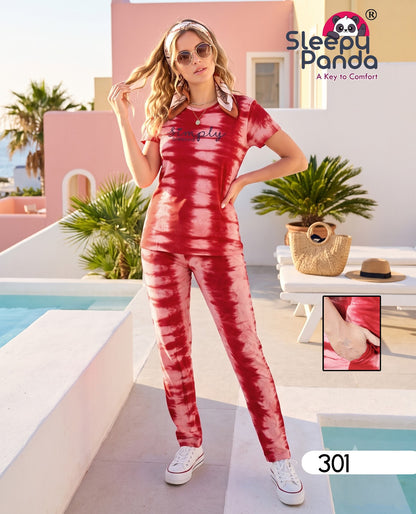 Krishna 301 Sleepy Panda Tie Dye Pyjama Night Suits Manufacturer India