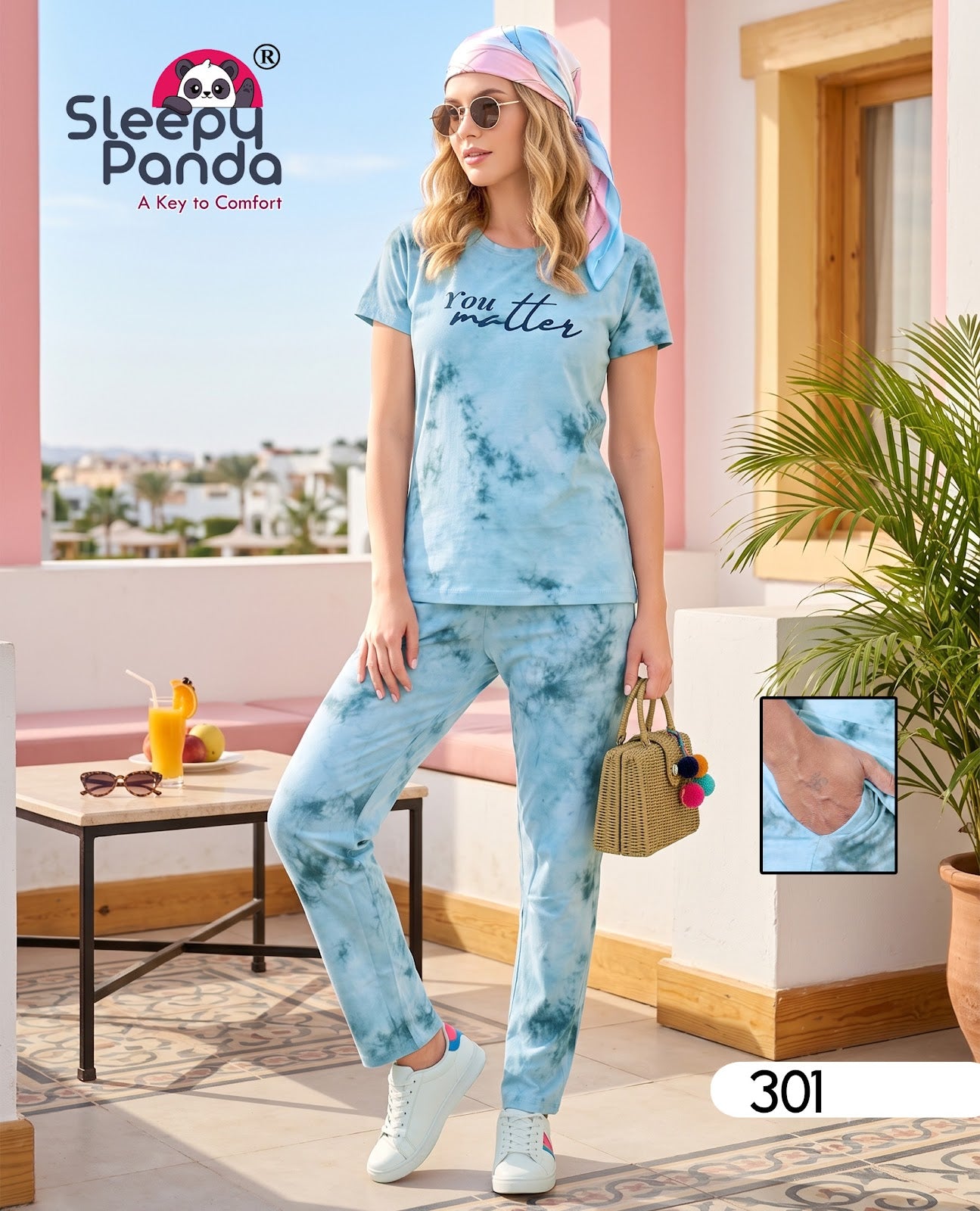 Krishna 301 Sleepy Panda Tie Dye Pyjama Night Suits Manufacturer India
