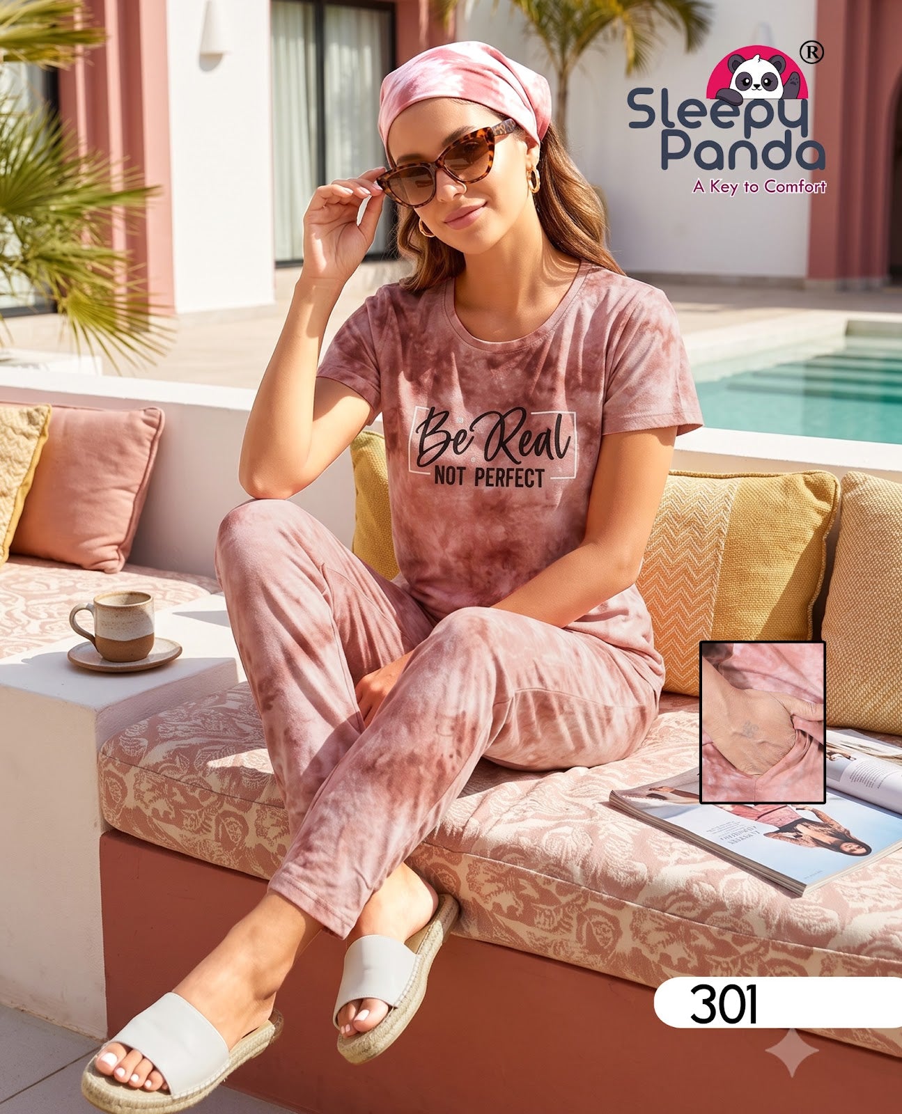 Krishna 301 Sleepy Panda Tie Dye Pyjama Night Suits Manufacturer India