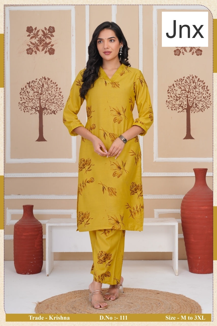 Krishna Jnx Vertican Kurti Plazzo Set Wholesale