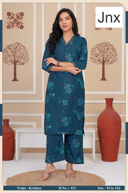 Krishna Jnx Vertican Kurti Plazzo Set Wholesale
