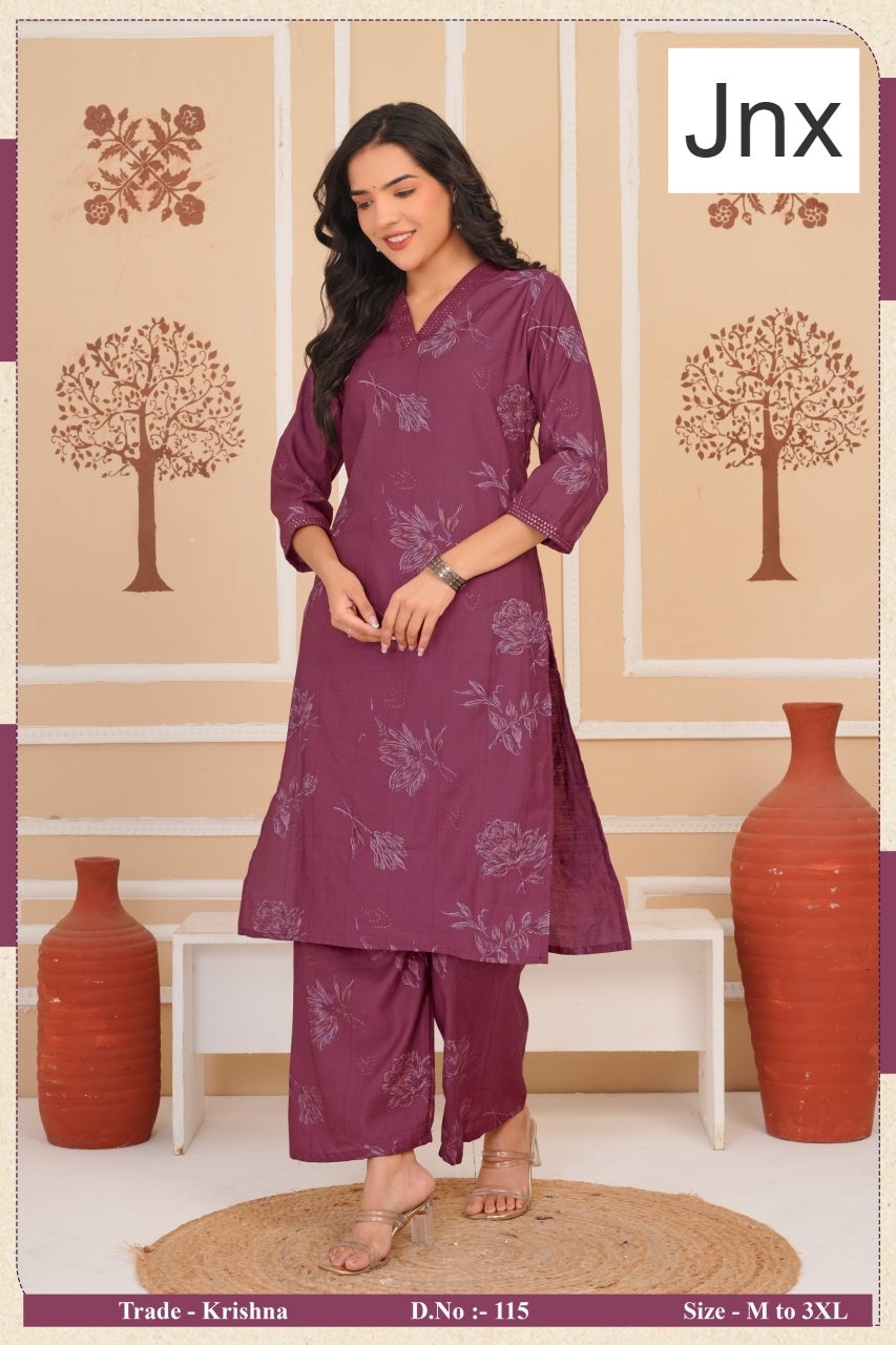 Krishna Jnx Vertican Kurti Plazzo Set Wholesale