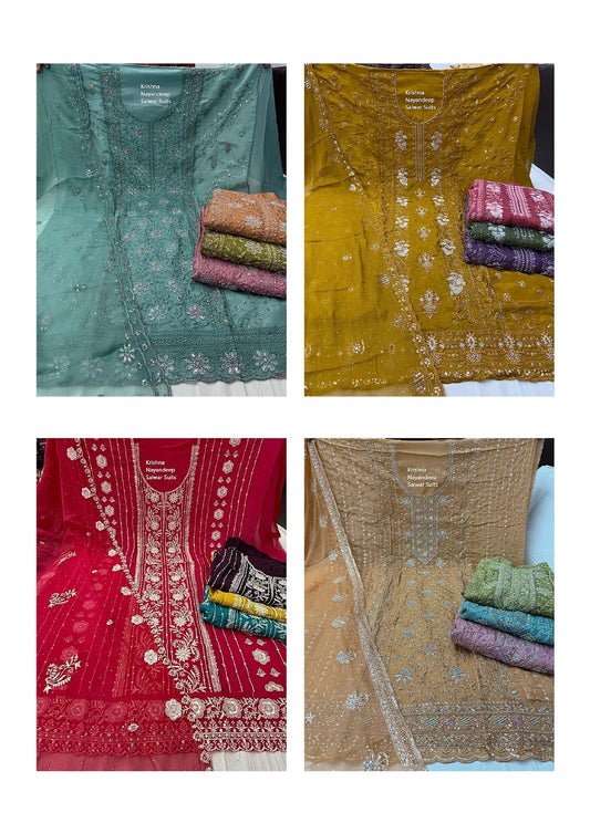 Krishna Nayandeep Organza Salwar Suits Exporter Ahmedabad