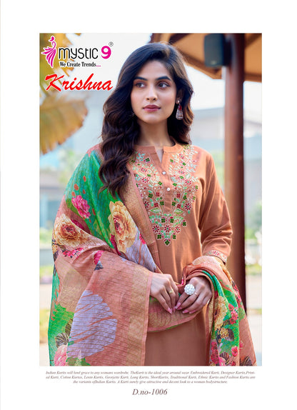 Krishna Vol 1 Mystic 9 Heavy Cotton Readymade Suits Supplier Gujarat