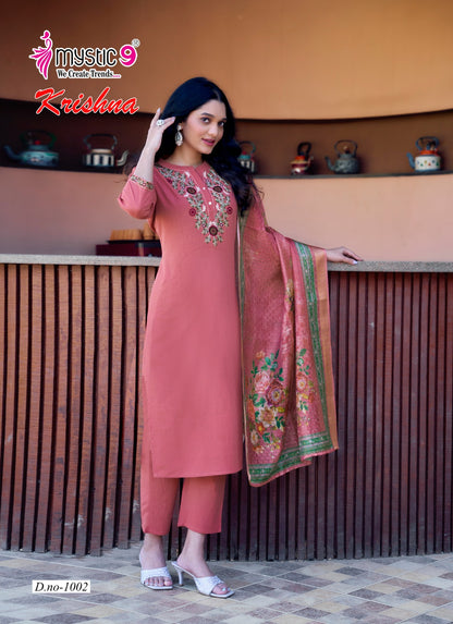 Krishna Vol 1 Mystic 9 Heavy Cotton Readymade Suits Supplier Gujarat