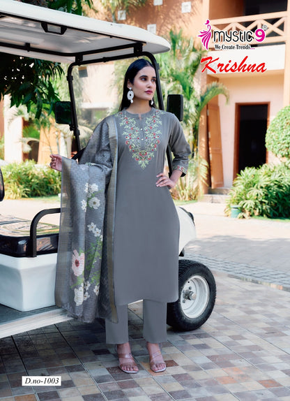 Krishna Vol 1 Mystic 9 Heavy Cotton Readymade Suits Supplier Gujarat