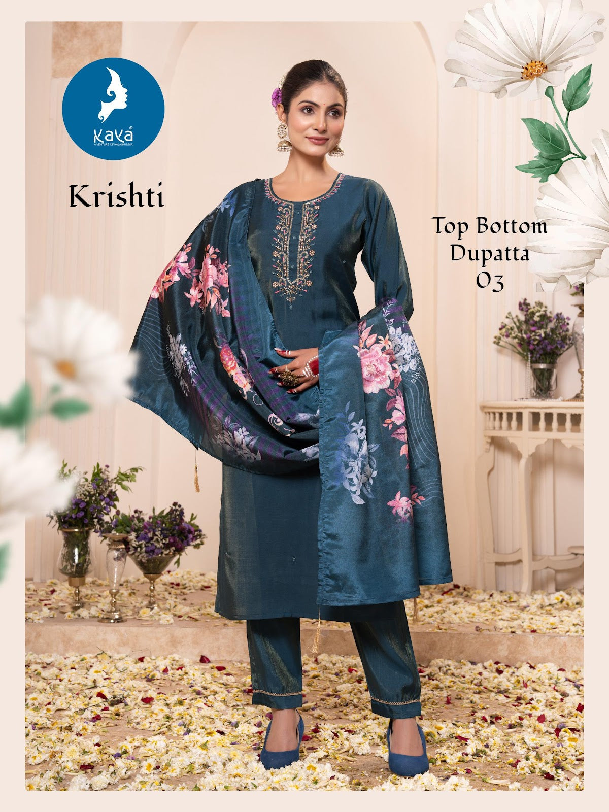 Krishti Kaya Roman Simmer Readymade Pant Style Suits Wholesaler Ahmedabad