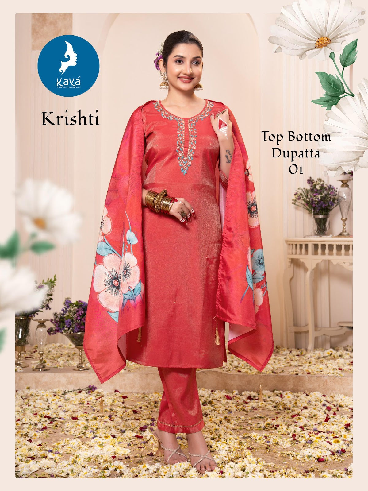 Krishti Kaya Roman Simmer Readymade Pant Style Suits Wholesaler Ahmedabad