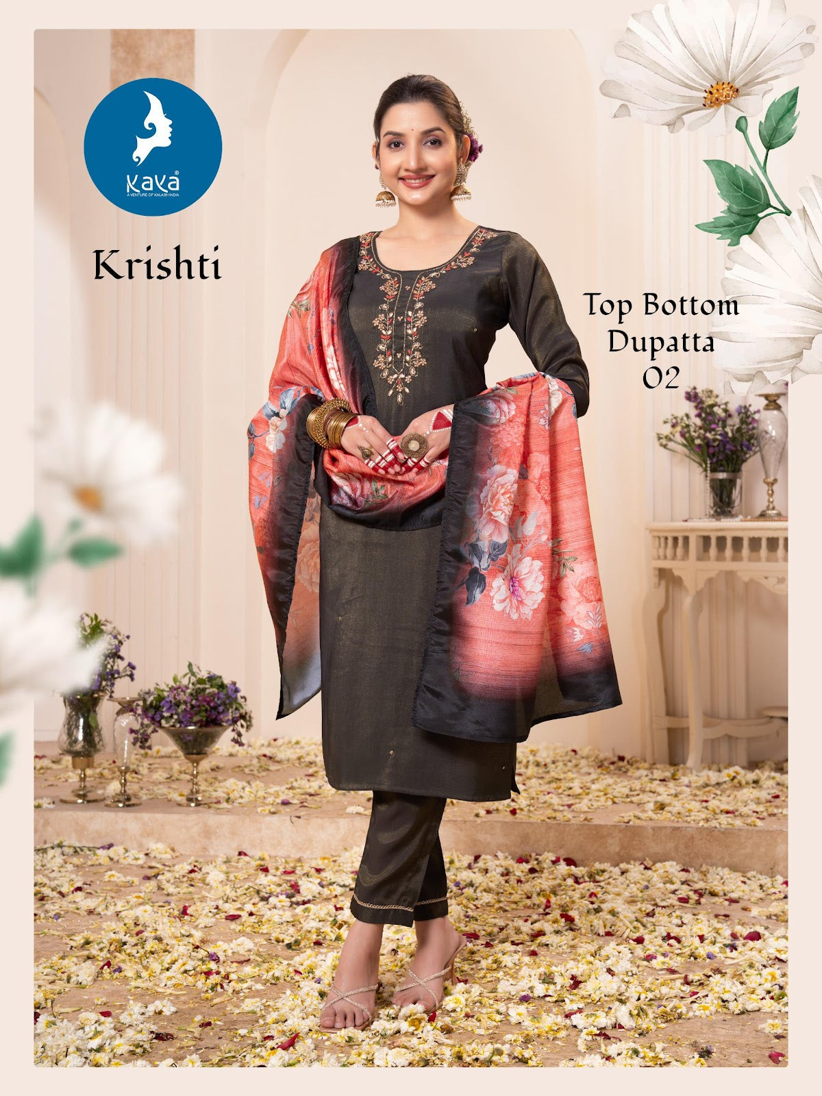 Krishti Kaya Roman Simmer Readymade Pant Style Suits Wholesaler Ahmedabad