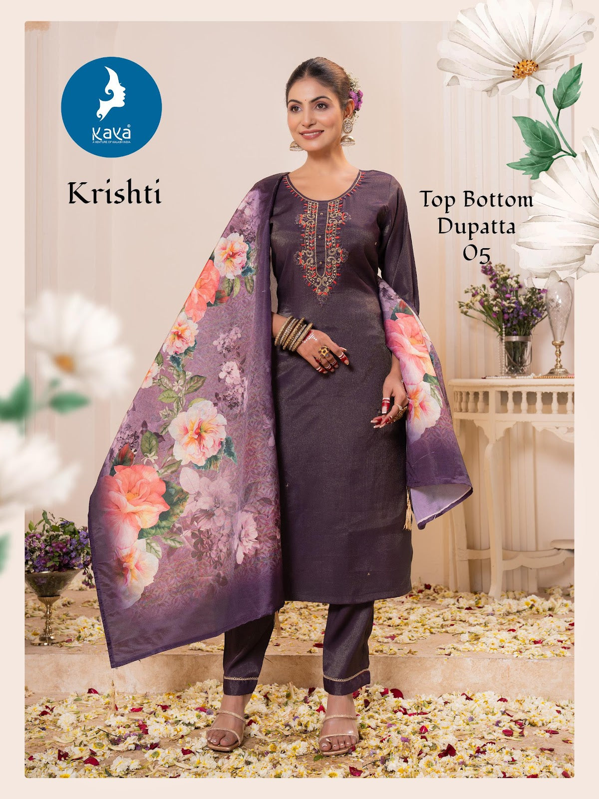 Krishti Kaya Roman Simmer Readymade Pant Style Suits Wholesaler Ahmedabad