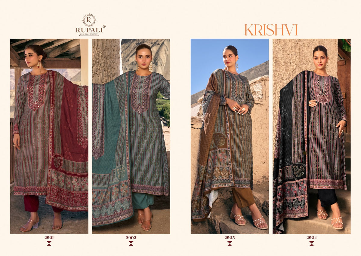 Krishvi Rupali Viscose Pashmina Suits Supplier