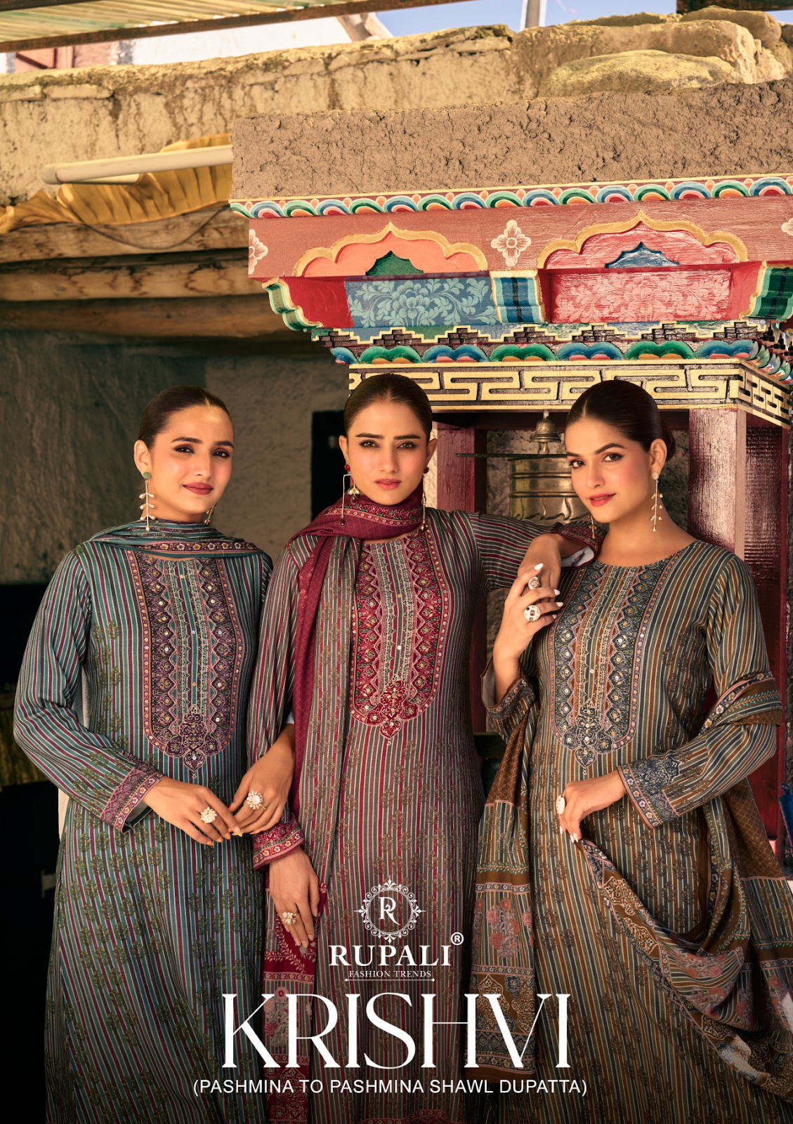 Krishvi Rupali Viscose Pashmina Suits Supplier
