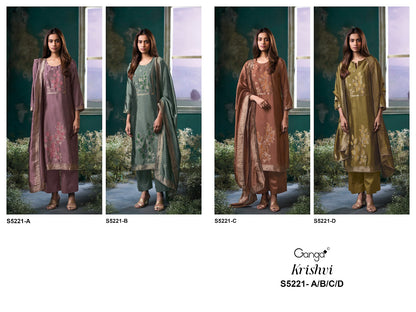 Krishvi S5221 Ganga Woven Silk Pant Style Suits Supplier