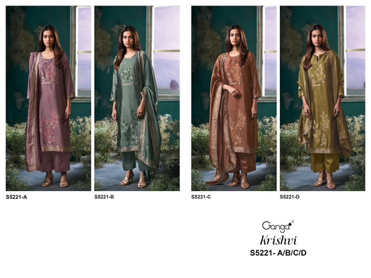 Krishvi S5221 Ganga Woven Silk Pant Style Suits Supplier