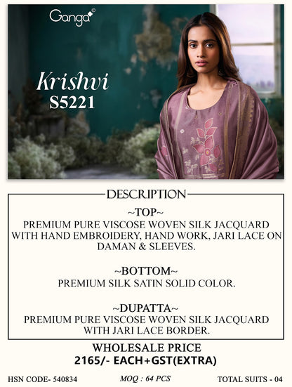 Krishvi S5221 Ganga Woven Silk Pant Style Suits Supplier