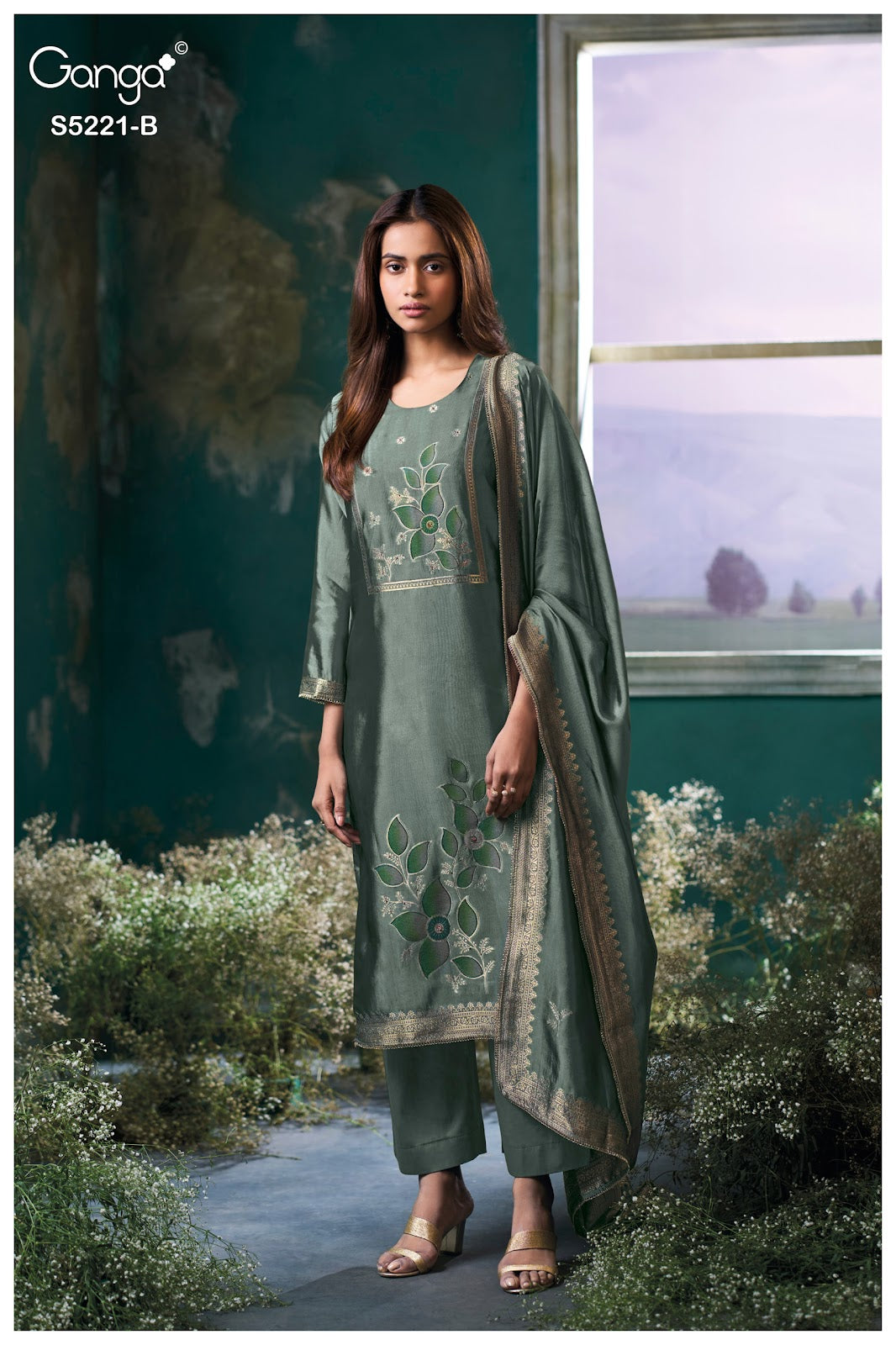 Krishvi S5221 Ganga Woven Silk Pant Style Suits Supplier