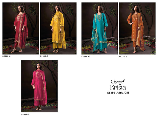 Krista S5386 Ganga Woven Silk Plazzo Style Suits Manufacturer Ahmedabad