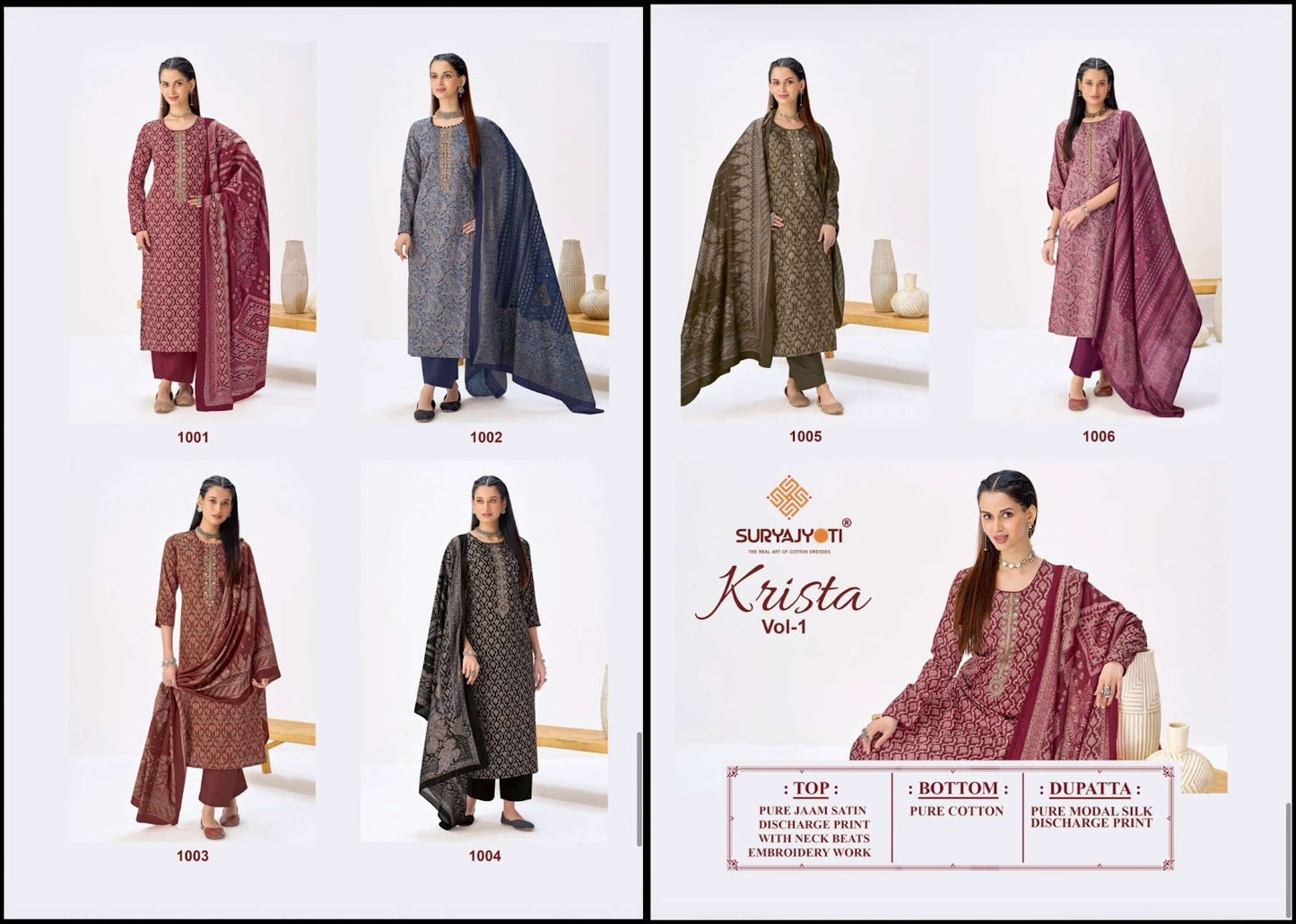 Krista Vol 1 Suryajyoti Jaam Satin Pant Style Suits Supplier Ahmedabad