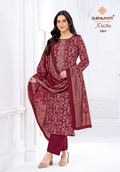 Krista Vol 3 Suryajyoti Jaam Satin Pant Style Suits Wholesale Price