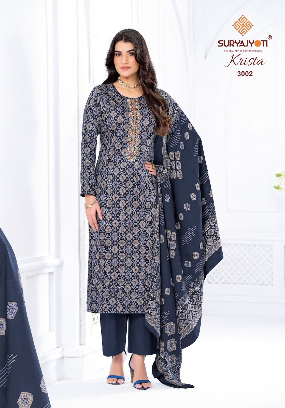 Krista Vol 3 Suryajyoti Jaam Satin Pant Style Suits Wholesale Price