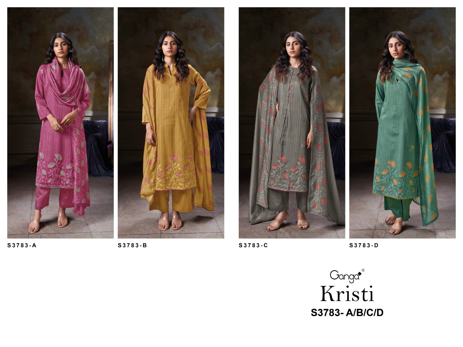 Kristi 3783 Ganga Premium Cotton Plazzo Style Suits Wholesale Price