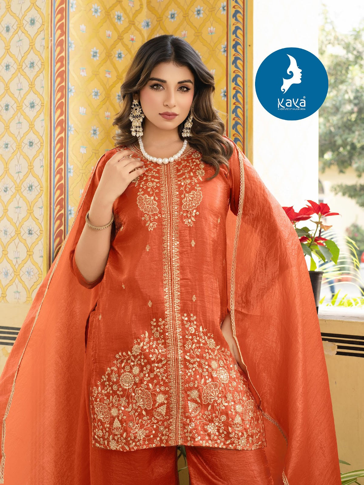 Kristina Kaya Silk Readymade Pant Style Suits Supplier