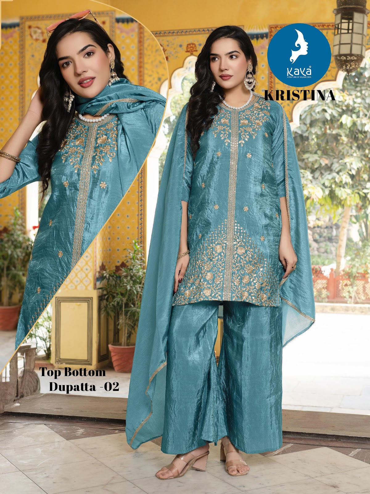 Kristina Kaya Silk Readymade Pant Style Suits Supplier