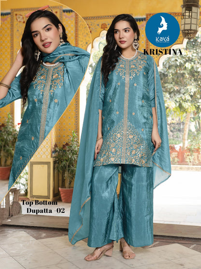 Kristina Kaya Silk Readymade Pant Style Suits Supplier