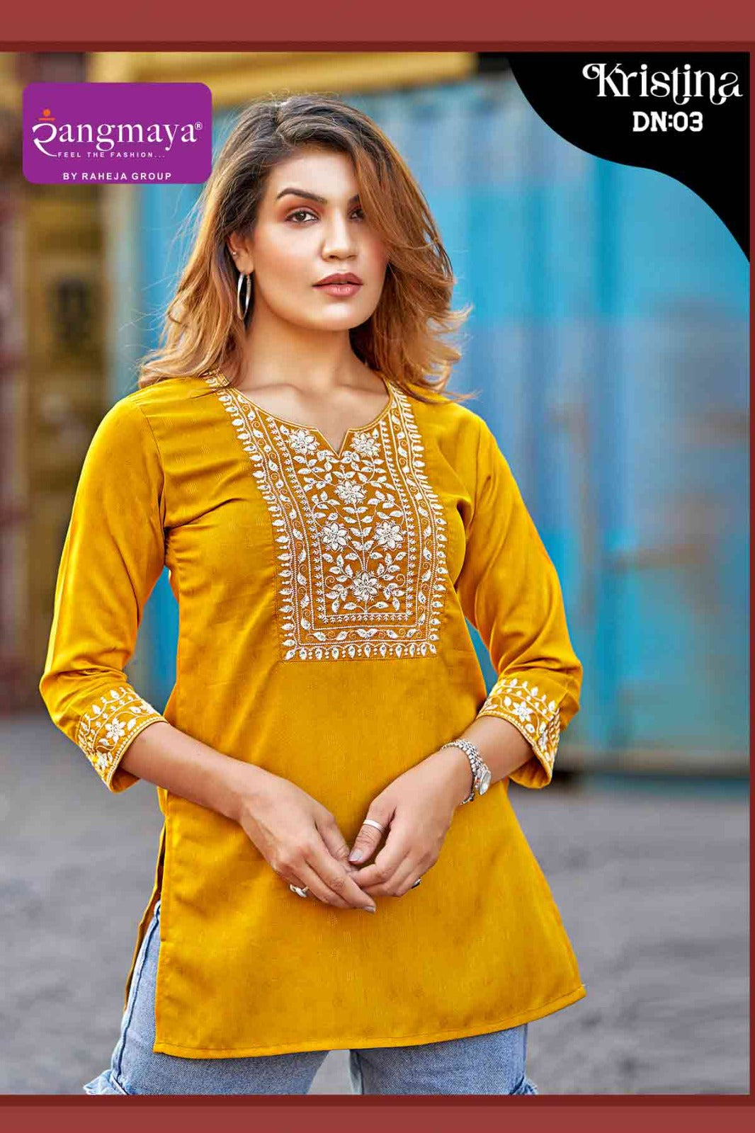 Kristina Rangmaya Dobby Short Kurtis Manufacturer Gujarat