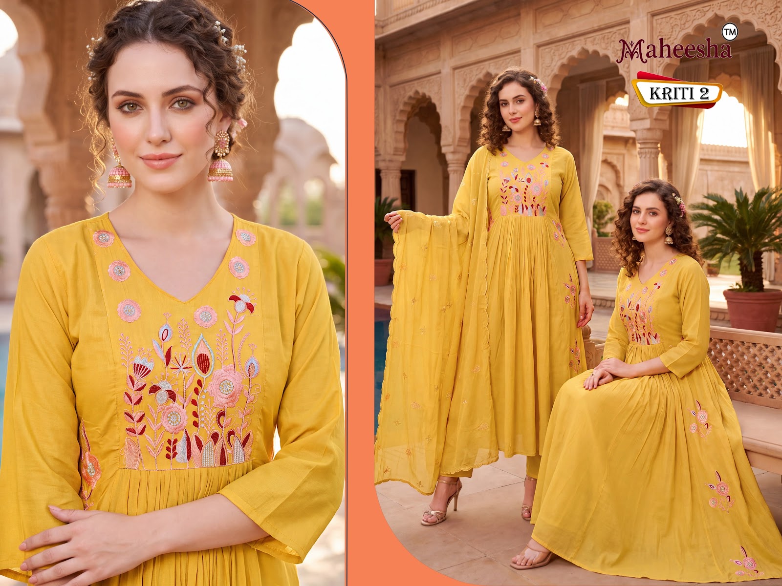 Kriti Maheesha Chanderi Readymade Anarkali Suits Wholesaler