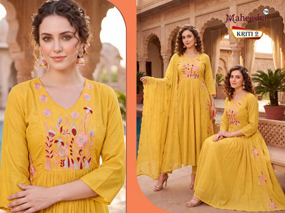 Kriti Maheesha Chanderi Readymade Anarkali Suits Wholesaler
