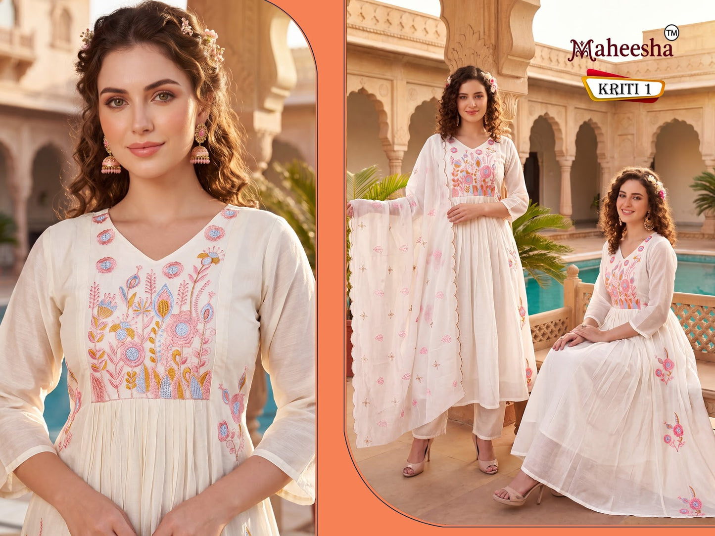 Kriti Maheesha Chanderi Readymade Anarkali Suits Wholesaler