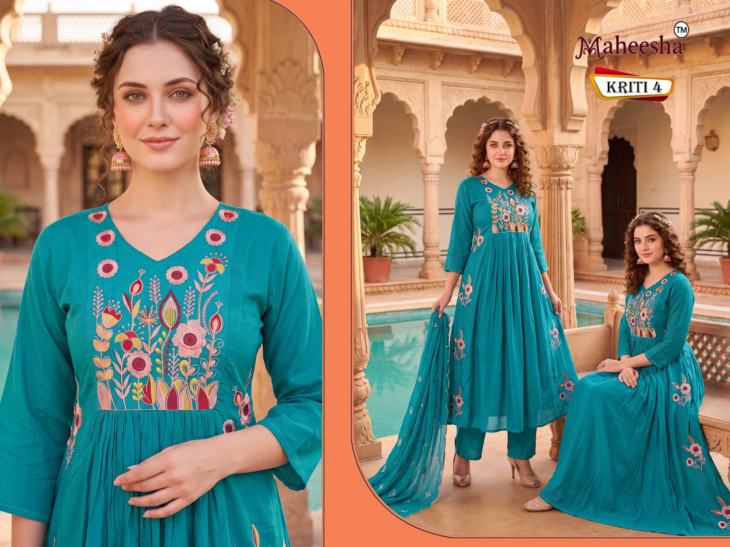 Kriti Maheesha Chanderi Readymade Anarkali Suits Wholesaler