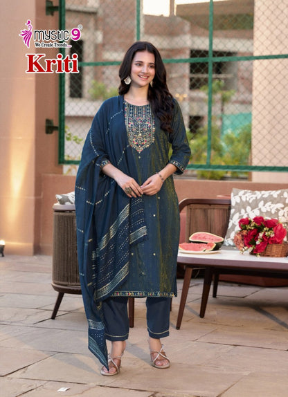 Kriti Vol 1 Mystic 9 Vertican Readymade Pant Style Suits Manufacturer India