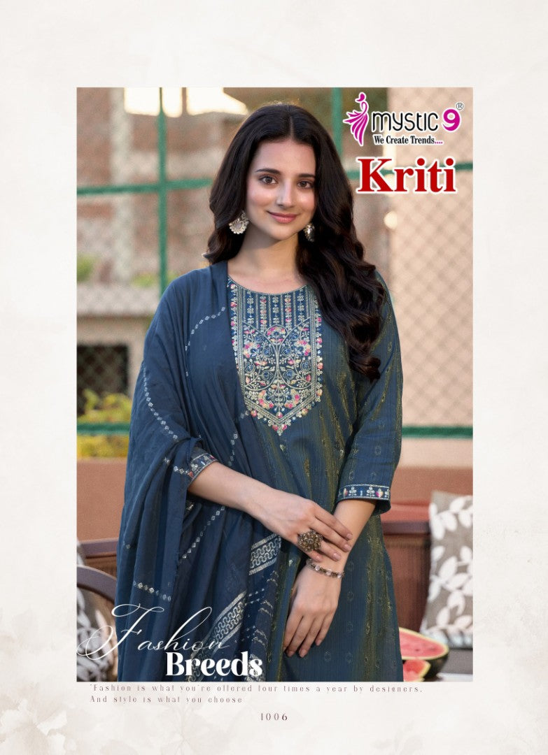 Kriti Vol 1 Mystic 9 Vertican Readymade Pant Style Suits Manufacturer India