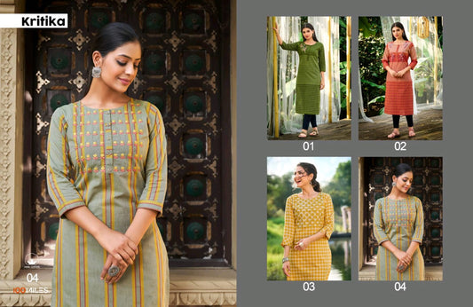 Kritika 100 Miles Cotton Long Straight Kurti Manufacturer India