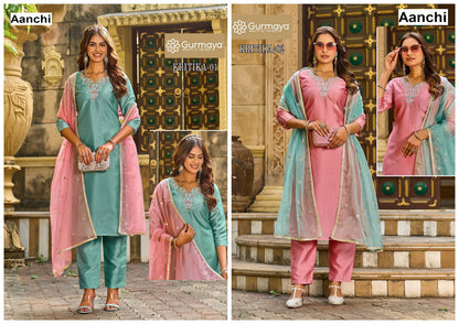 Kritika Aanchi Barsana Silk Readymade Pant Style Suits Wholesaler