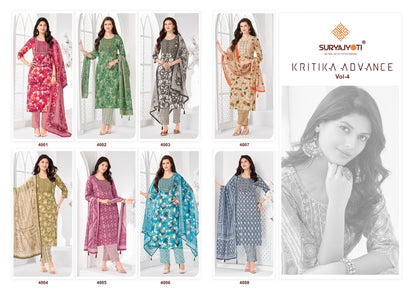 Kritika Advance Vol 4 Suryajyoti Rayon Capsule Readymade Pant Style Suits Wholesale Price