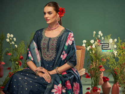 Kritika Blue Hills Chanderi Readymade Anarkali Suits Wholesale Price