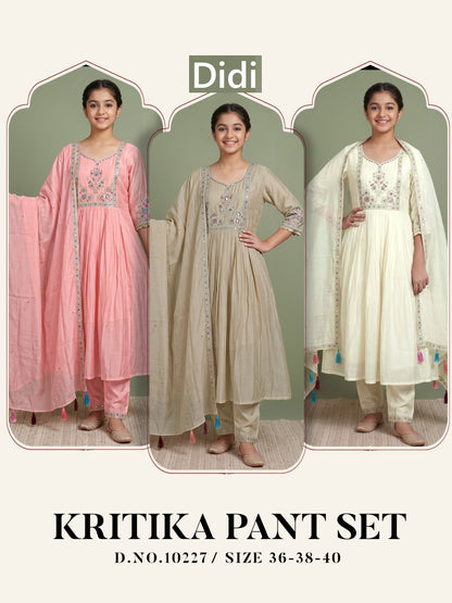 Kritika Dn 10227 Didi Chanderi Girls Readymade Anarkali Suits Wholesaler Gujarat