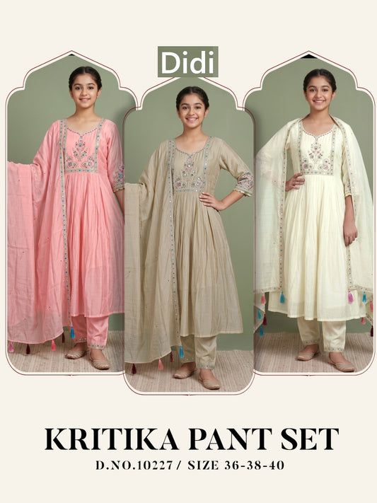 Kritika Dn 10227 Didi Chanderi Girls Readymade Anarkali Suits Wholesaler Gujarat