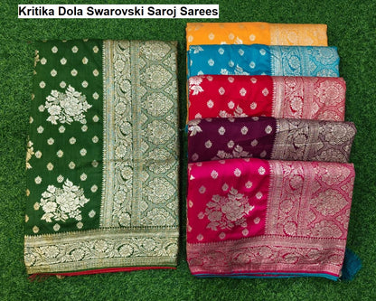 Kritika Dola Swarovski Saroj Muslin Sarees Manufacturer Gujarat