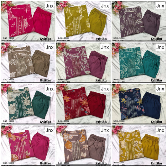 Kritika Jnx Vertican Kurti Pant Set Supplier