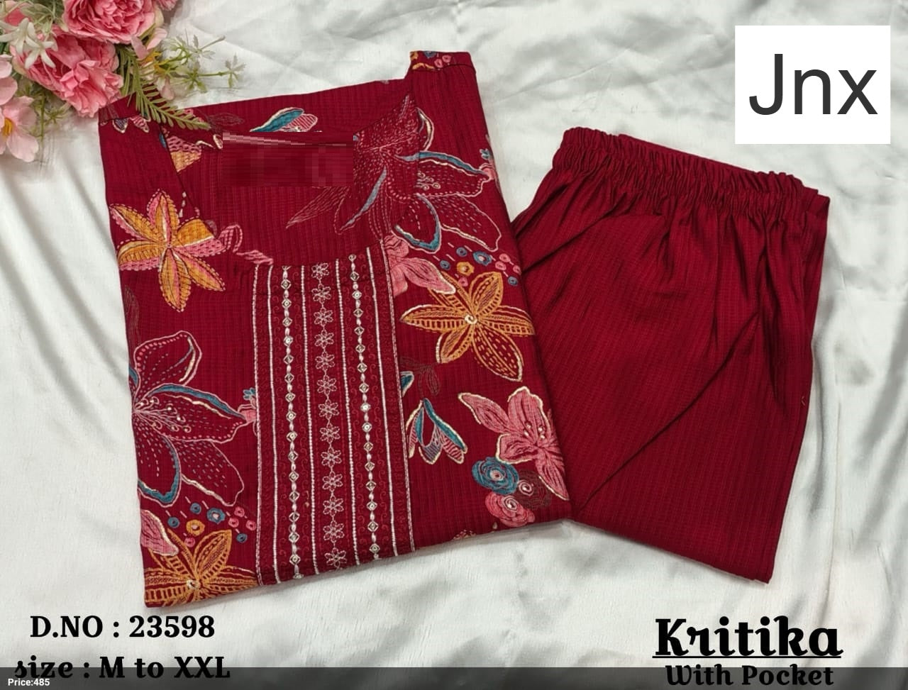 Kritika Jnx Vertican Kurti Pant Set Supplier