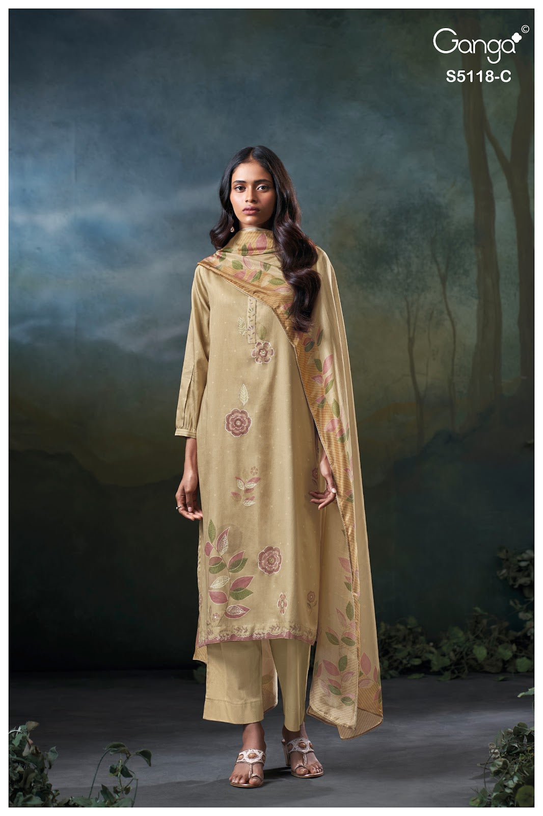 Kritika S5118 Ganga Cotton Satin Pant Style Suits Wholesaler