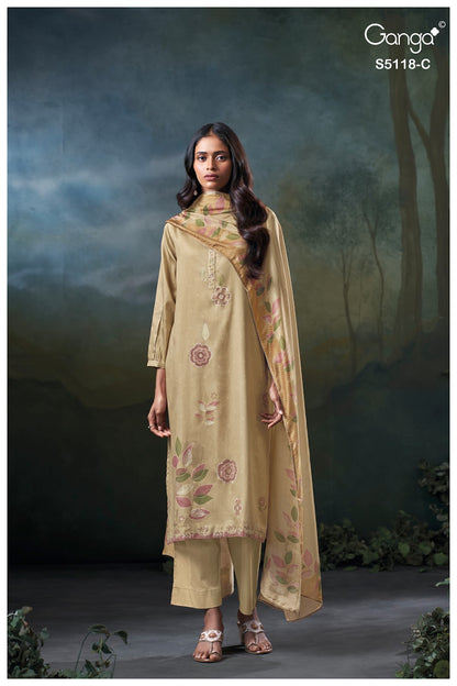 Kritika S5118 Ganga Cotton Satin Pant Style Suits Wholesaler