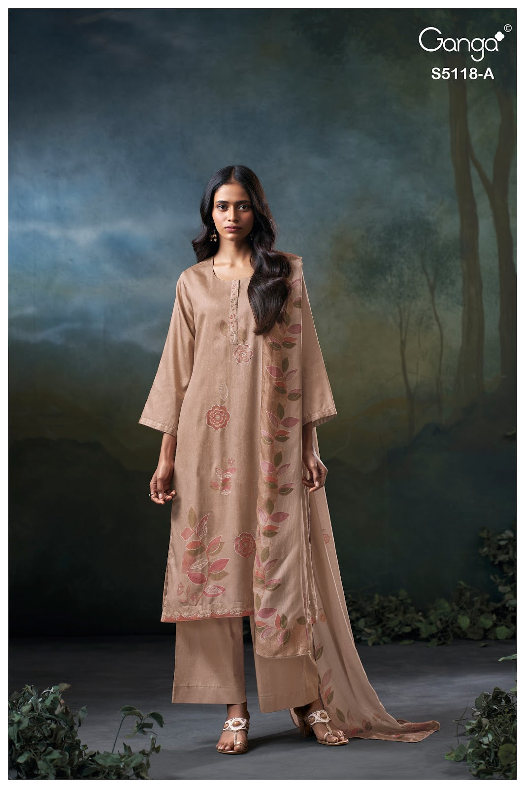 Kritika S5118 Ganga Cotton Satin Pant Style Suits Wholesaler
