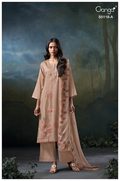 Kritika S5118 Ganga Cotton Satin Pant Style Suits Wholesaler