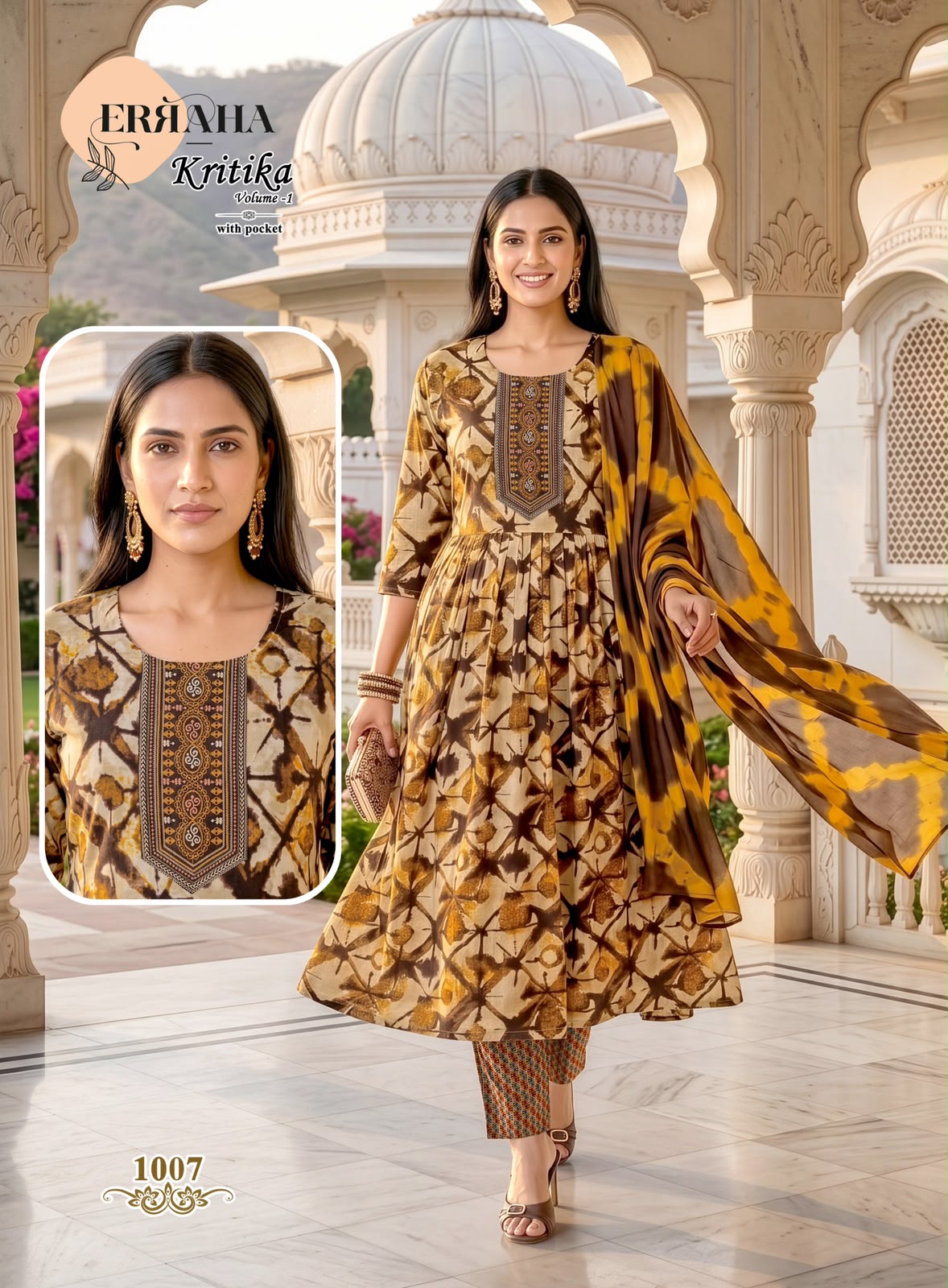 Kritika Vol 1 Erraha Two Tone Readymade Pant Style Suits Exporter